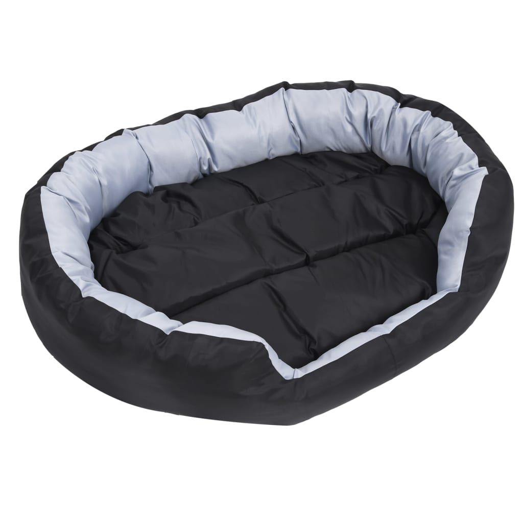 vidaXL Реверсивно и миещо се кучешко легло, сиво и черно, 110x80x23 см