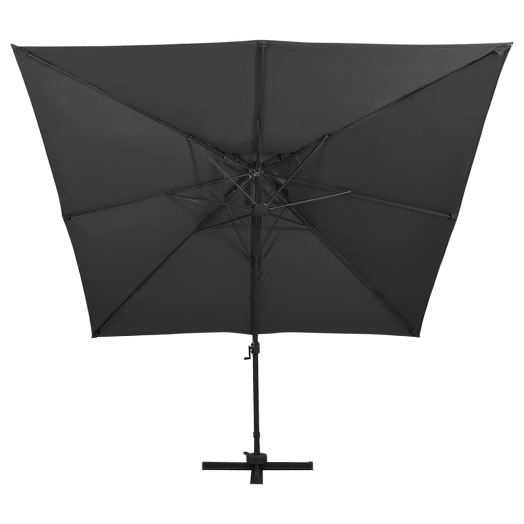 vidaXL Градински чадър чупещо рамо с двоен покрив, 300x300 см, черен