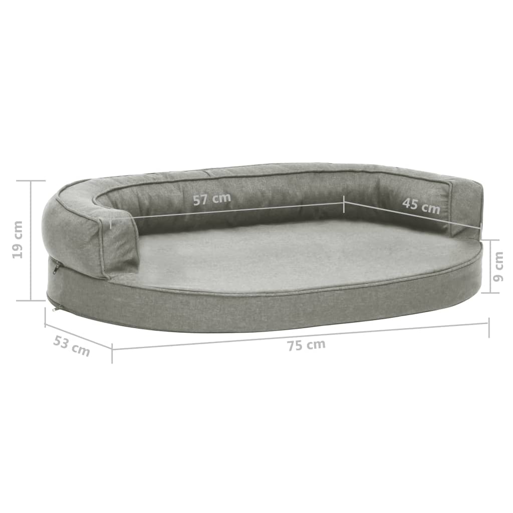 vidaXL Ергономичен матрак кучeшко легло, 75x53 см, с вид на лен, сив