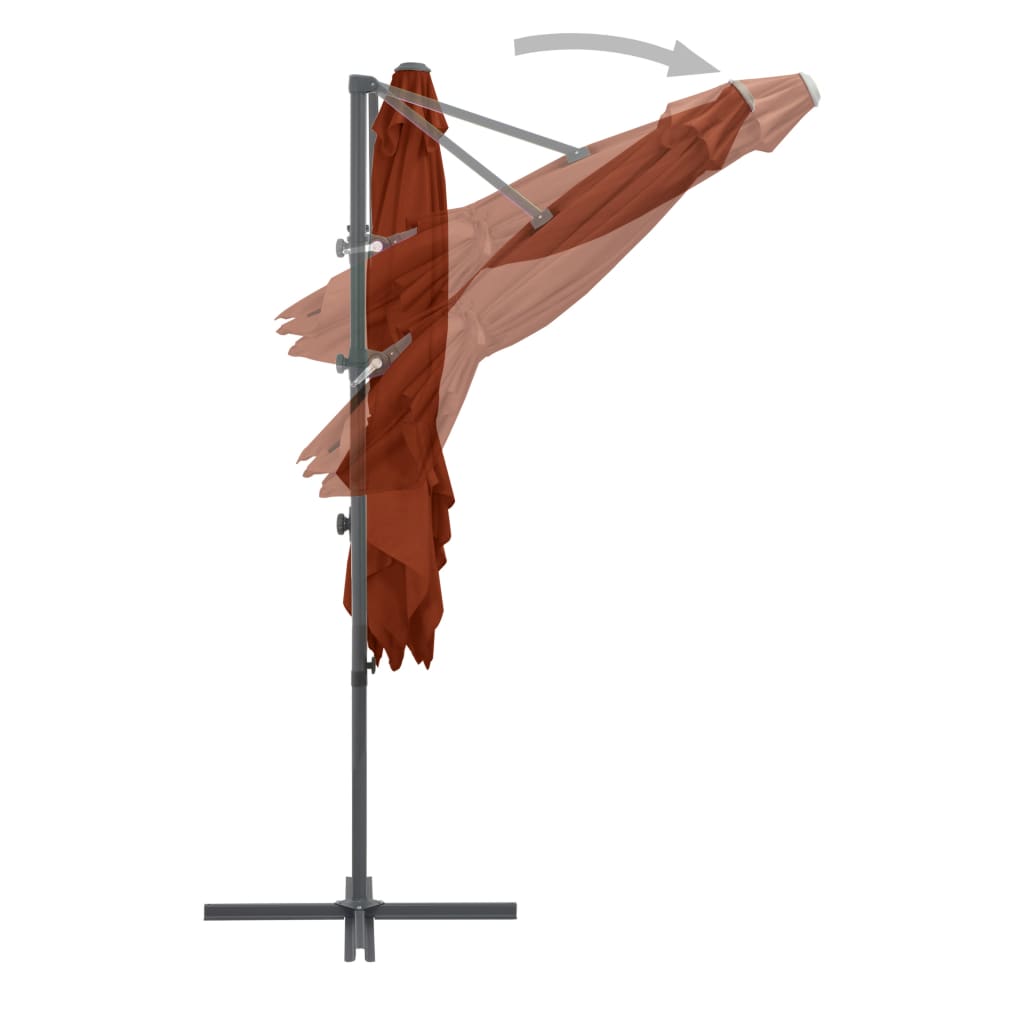 vidaXL Градински чадър чупещо рамо и стоманен прът теракота 250x250 см