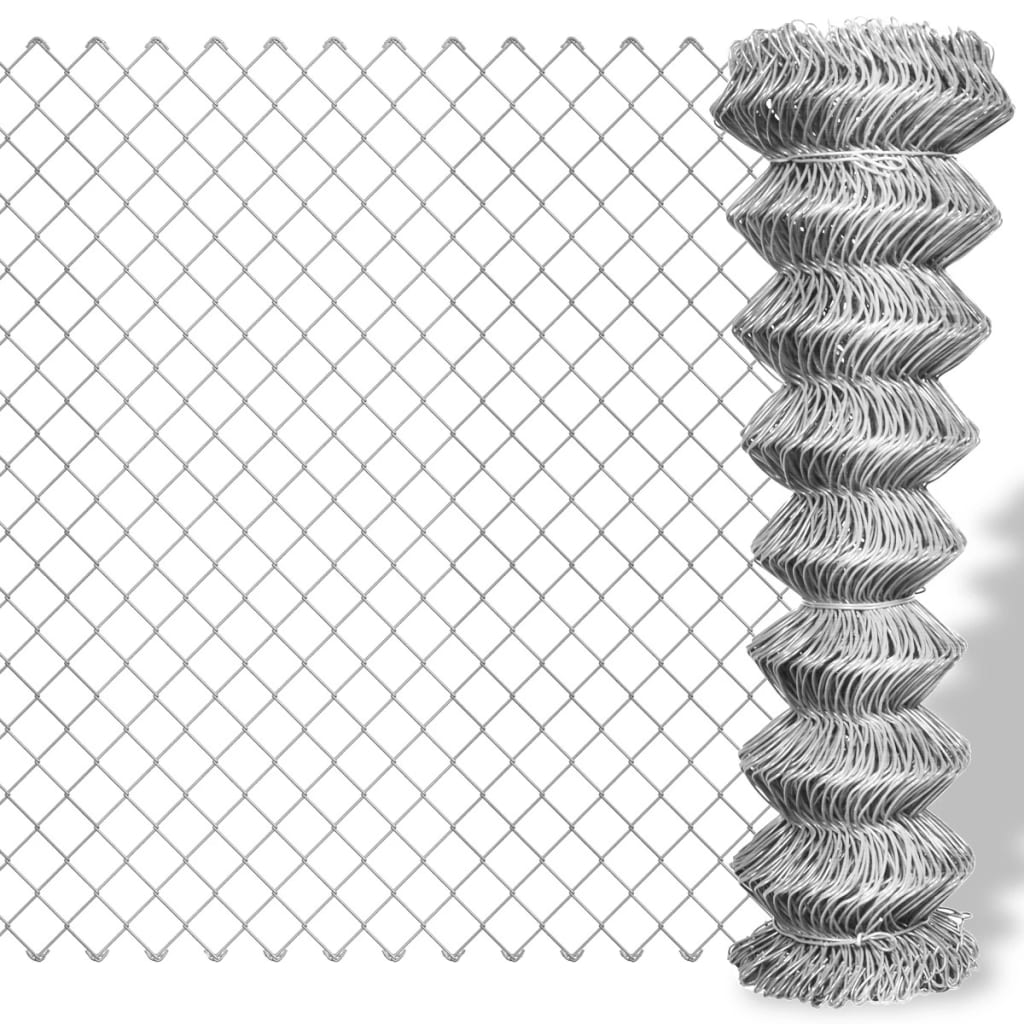 vidaXL Плетена оградна мрежа поцинкована стомана 15x0,8 м сребриста