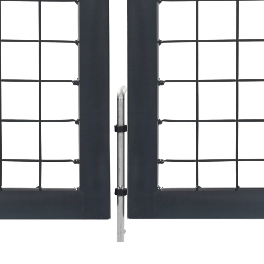 vidaXL Градинска порта със стълбове, стомана, 350x100 см, антрацит