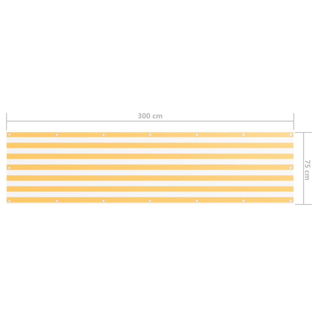 vidaXL Балконски параван, бяло и жълто, 75x300 см, оксфорд плат