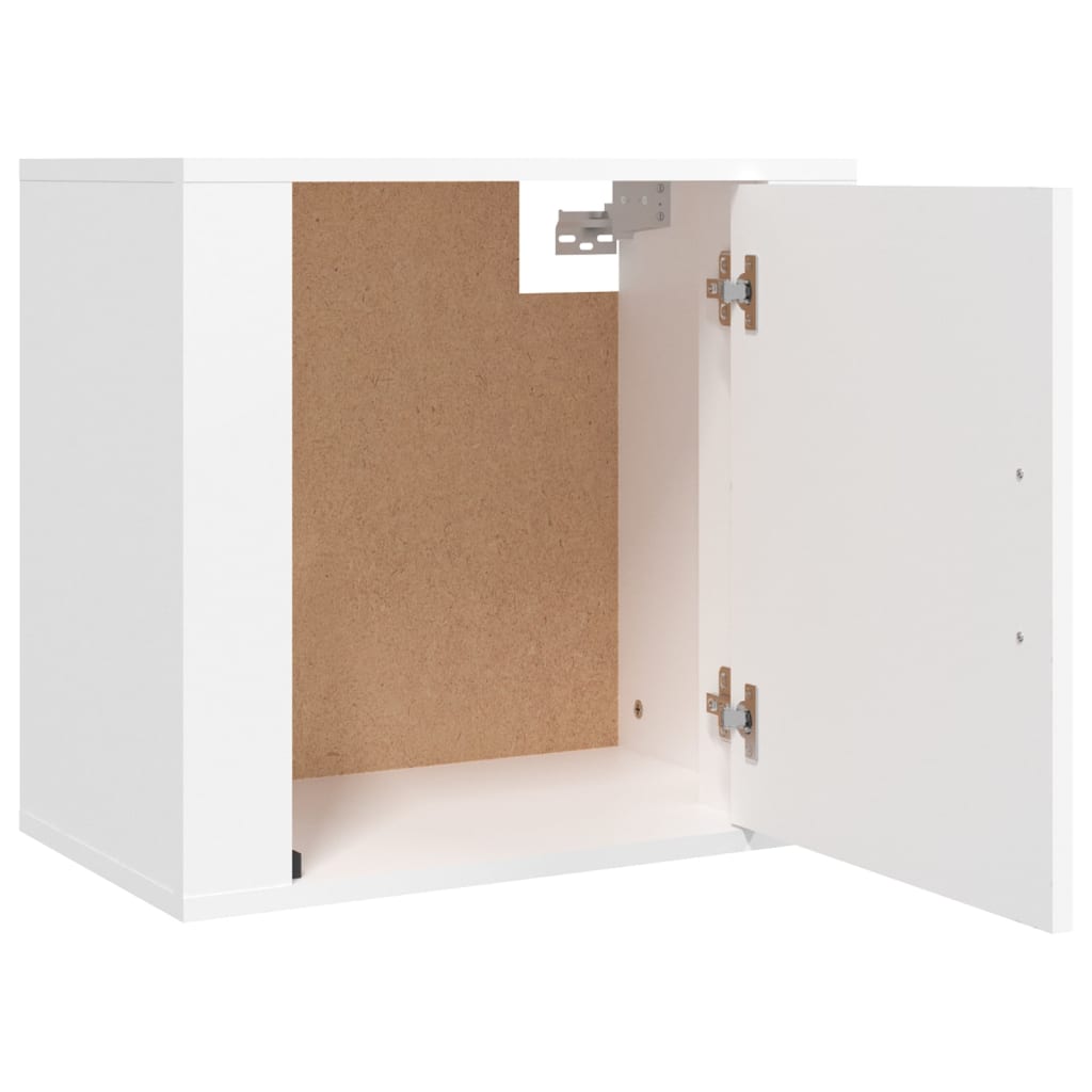 vidaXL Нощно шкафче за стенен монтаж, бяло, 50x30x47 см