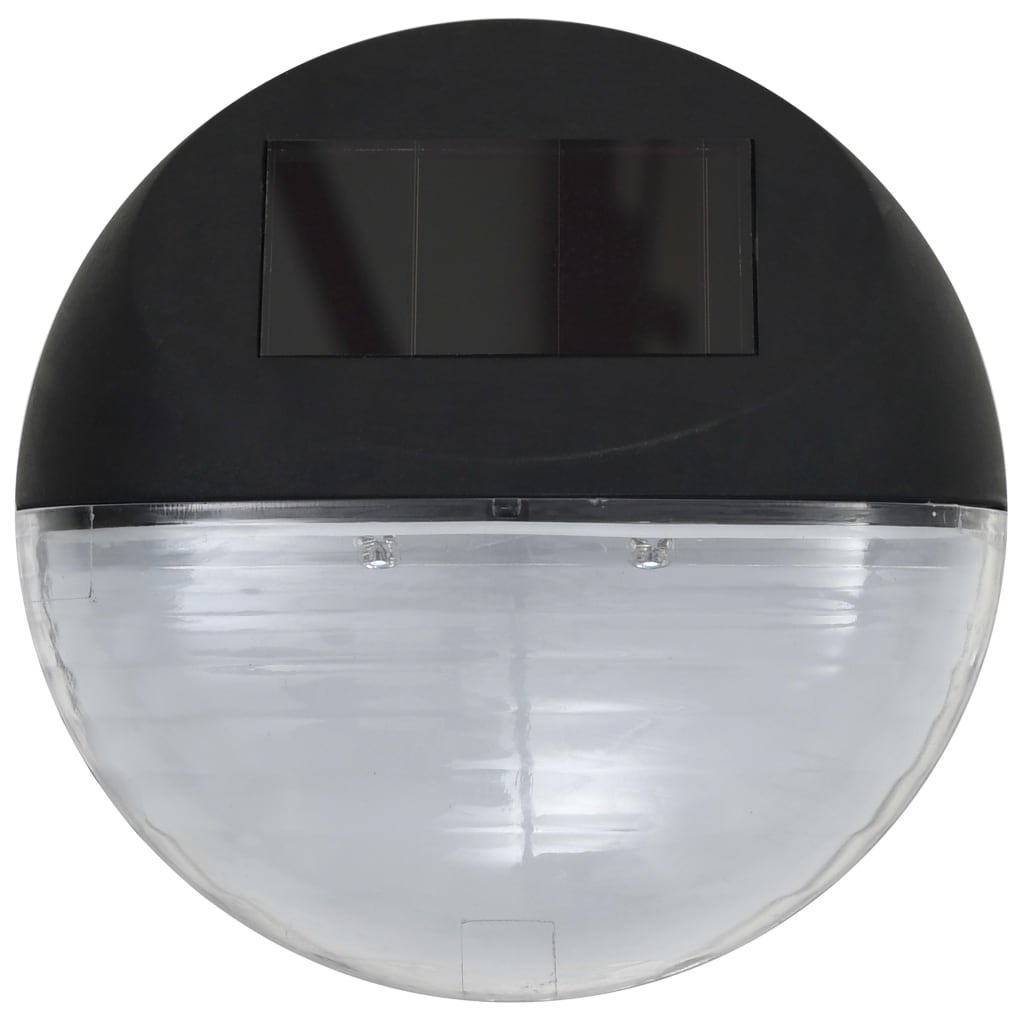 vidaXL Градински соларни стенни лампи, LED, 12 бр, кръгли, черни