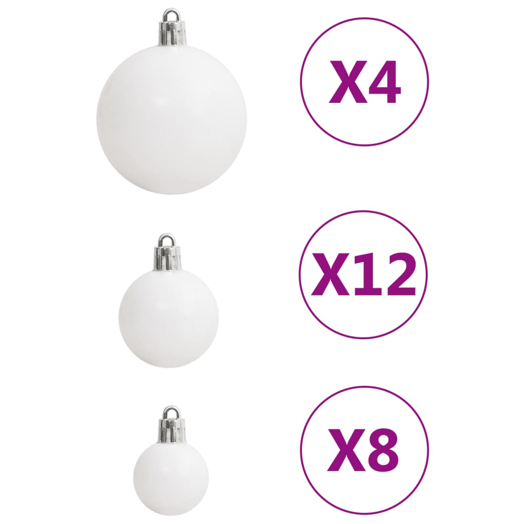 vidaXL Комплект коледни топки от 111 части, бяло и сиво, полистирен