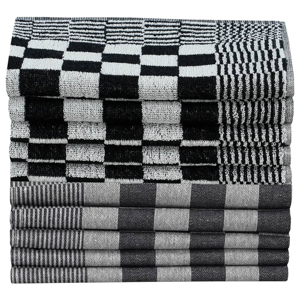 vidaXL Комплект кърпи от 20 части, черен и бял, памук