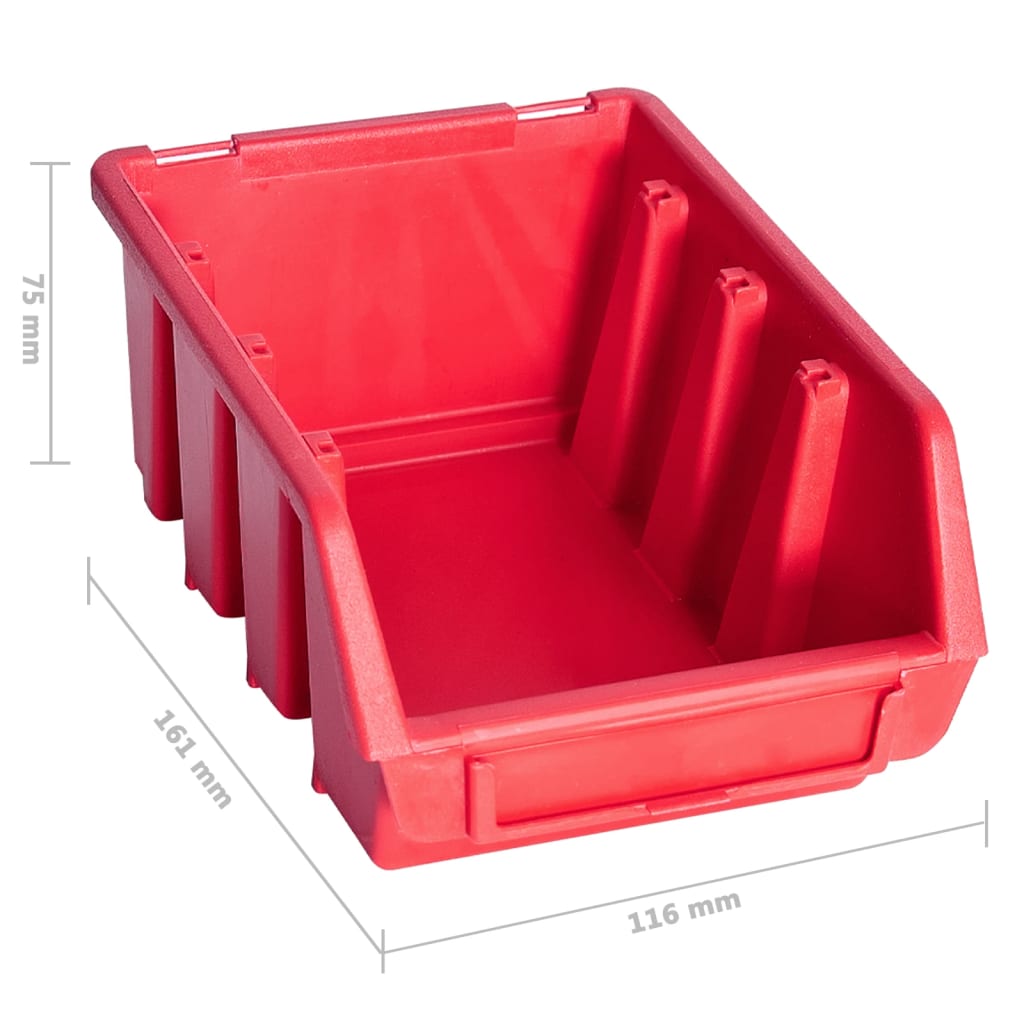 vidaXL Стенен органайзер със 141 бр кутии за инструменти червено-черно
