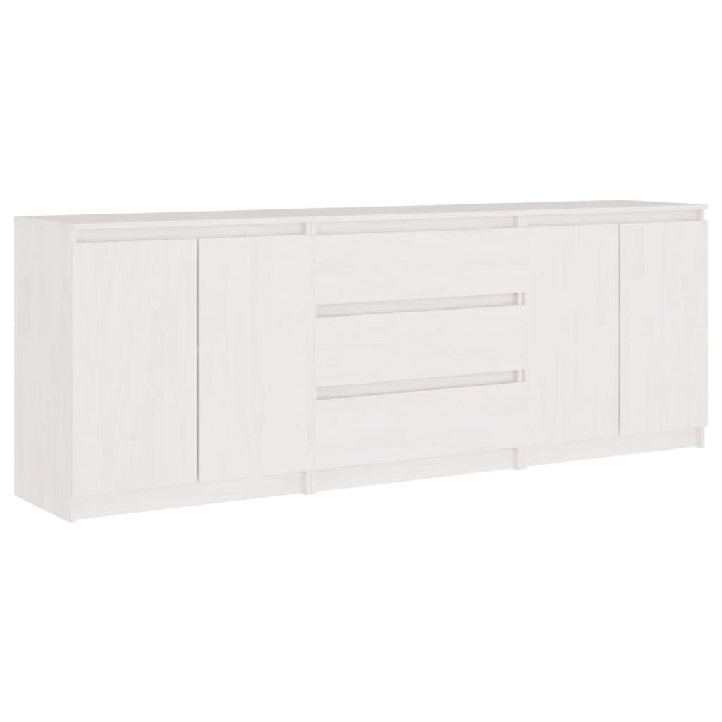 vidaXL Странично шкафче, бяло, 180x36x65 см, бор масив