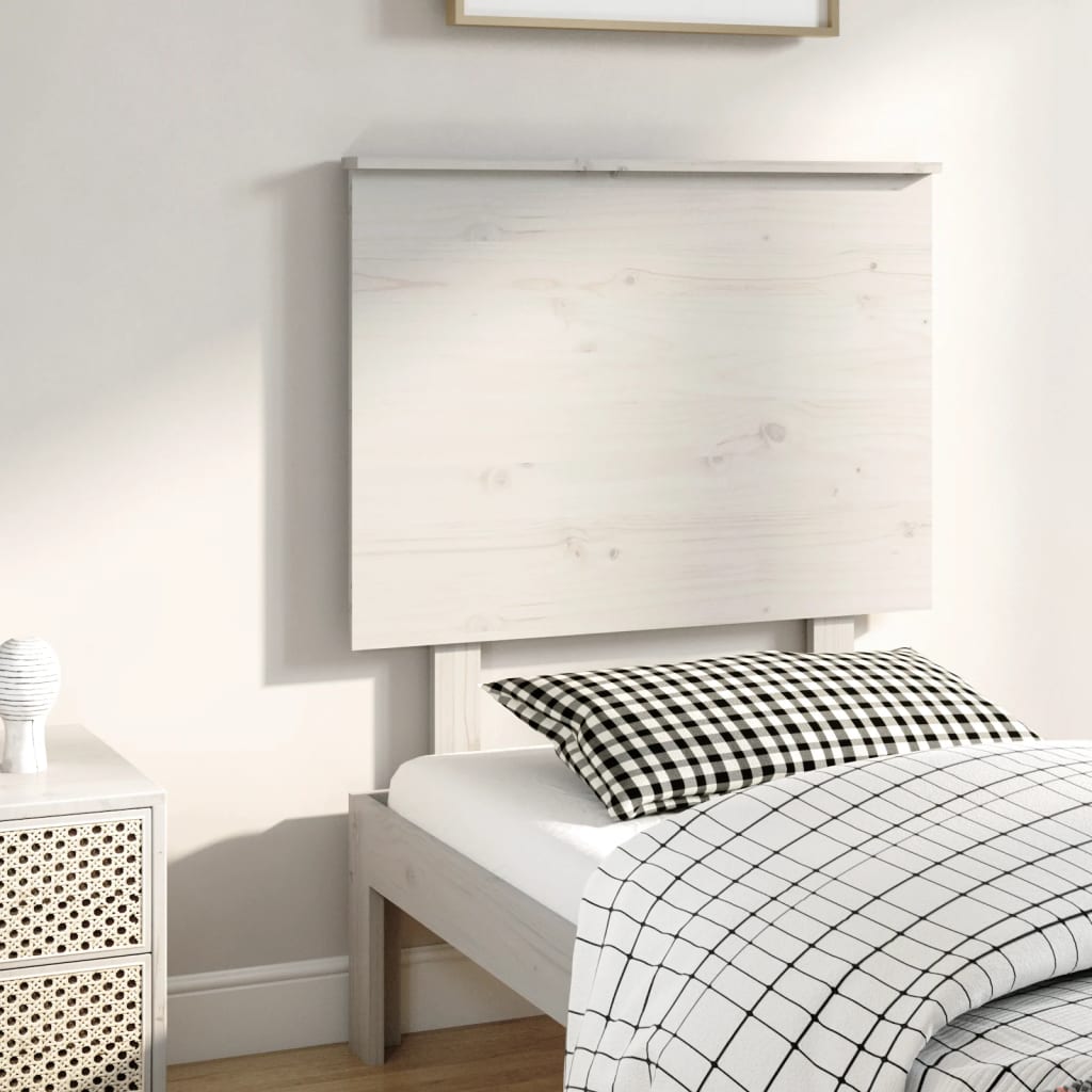 vidaXL Горна табла за легло, бяла, 79x6x82,5 см, бор масив