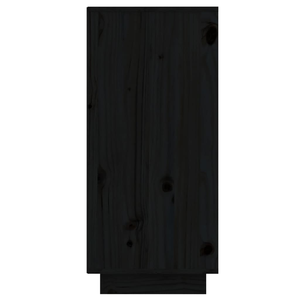 vidaXL Сайдборд, черен, 60x34x75 см, бор масив