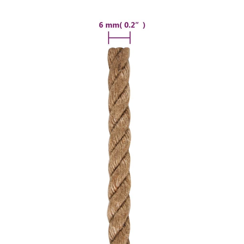 vidaXL Въже от юта, 50 м дължина, 6 мм дебелина