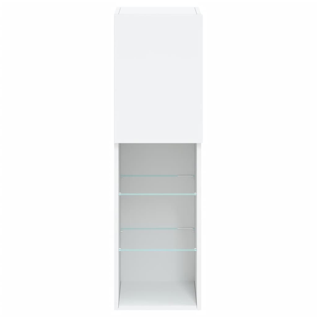 vidaXL ТВ шкаф с LED осветление, бял, 30,5x30x102 см