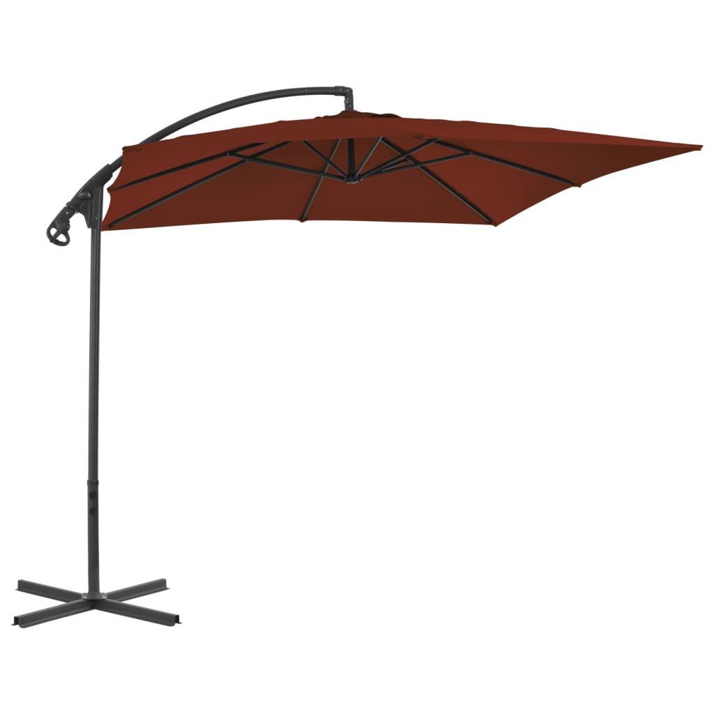 vidaXL Градински чадър чупещо рамо и стоманен прът 250x250 см теракота