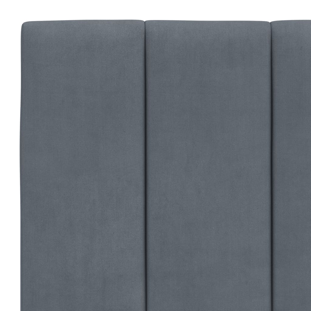 vidaXL Рамка за легло с табла, тъмносива, 180x200 см, кадифе