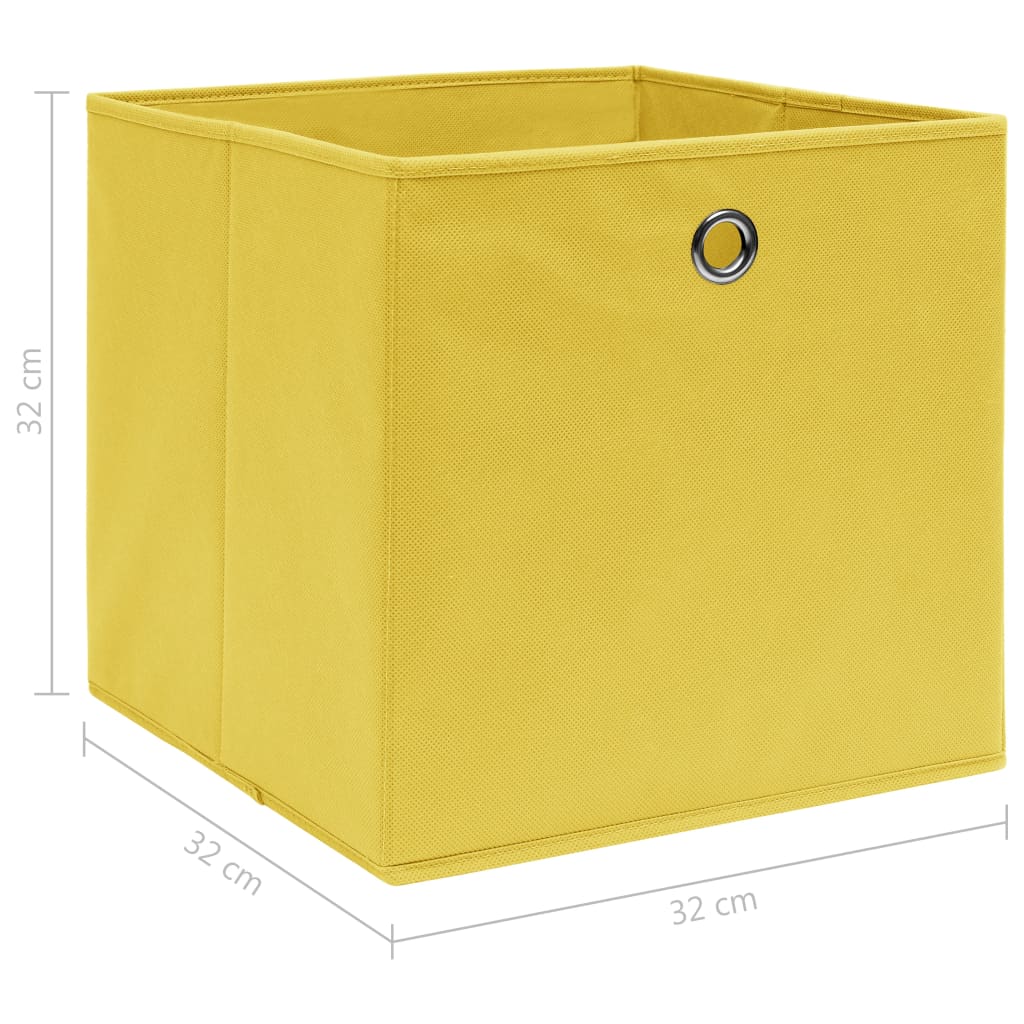 vidaXL Кутии за съхранение 10 бр жълти 32x32x32 см плат