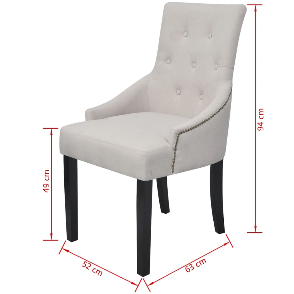 vidaXL Трапезни столове, 4 бр, кремаво-сиви, текстил