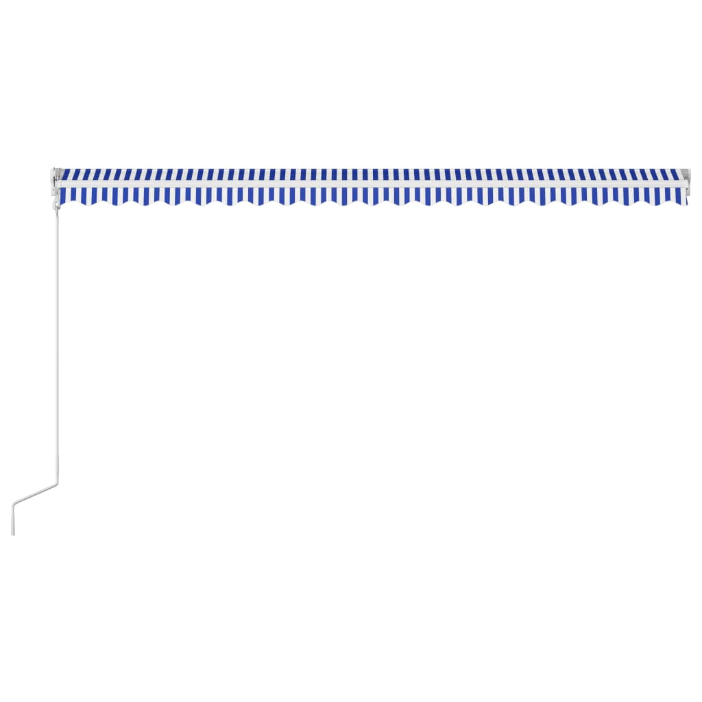 vidaXL Автоматично прибиращ се сенник, 500x300 см, синьо и бяло