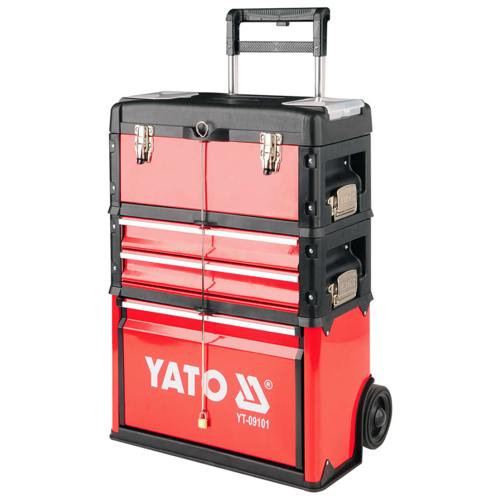 YATO Мобилен куфар за инструменти с 3 чекмеджета 52x32x72 см