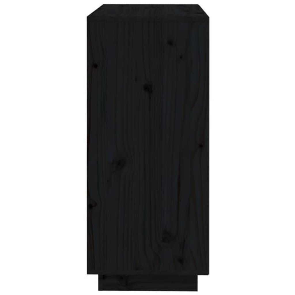 vidaXL Сайдборд, черен, 74x35x80 см, бор масив
