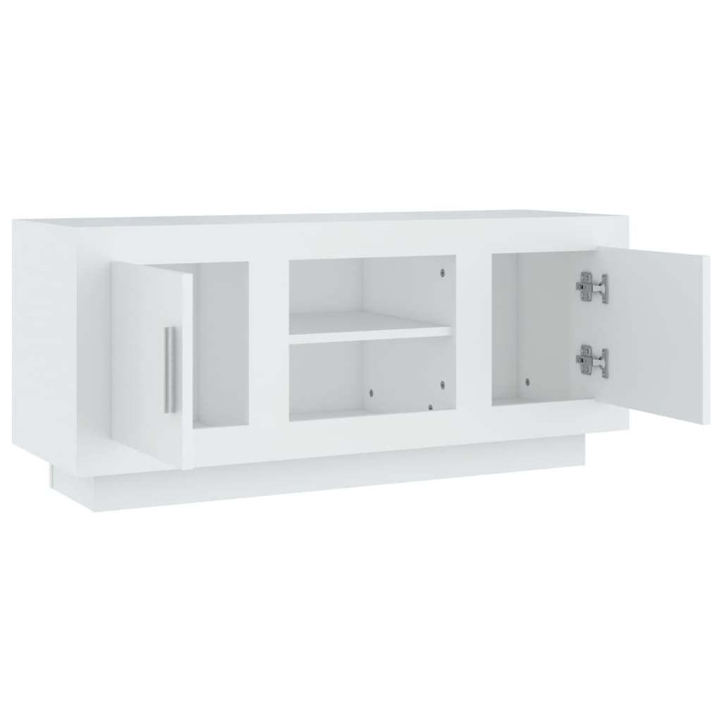 vidaXL ТВ шкаф, бял, 102x35x45 см, инженерно дърво