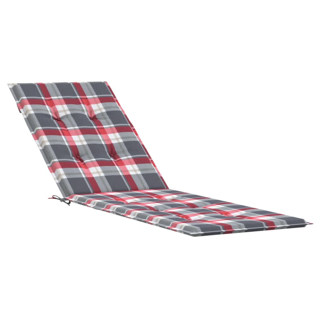 vidaXL Възглавница за стол шезлонг червено каре (75+105)x50x3 см