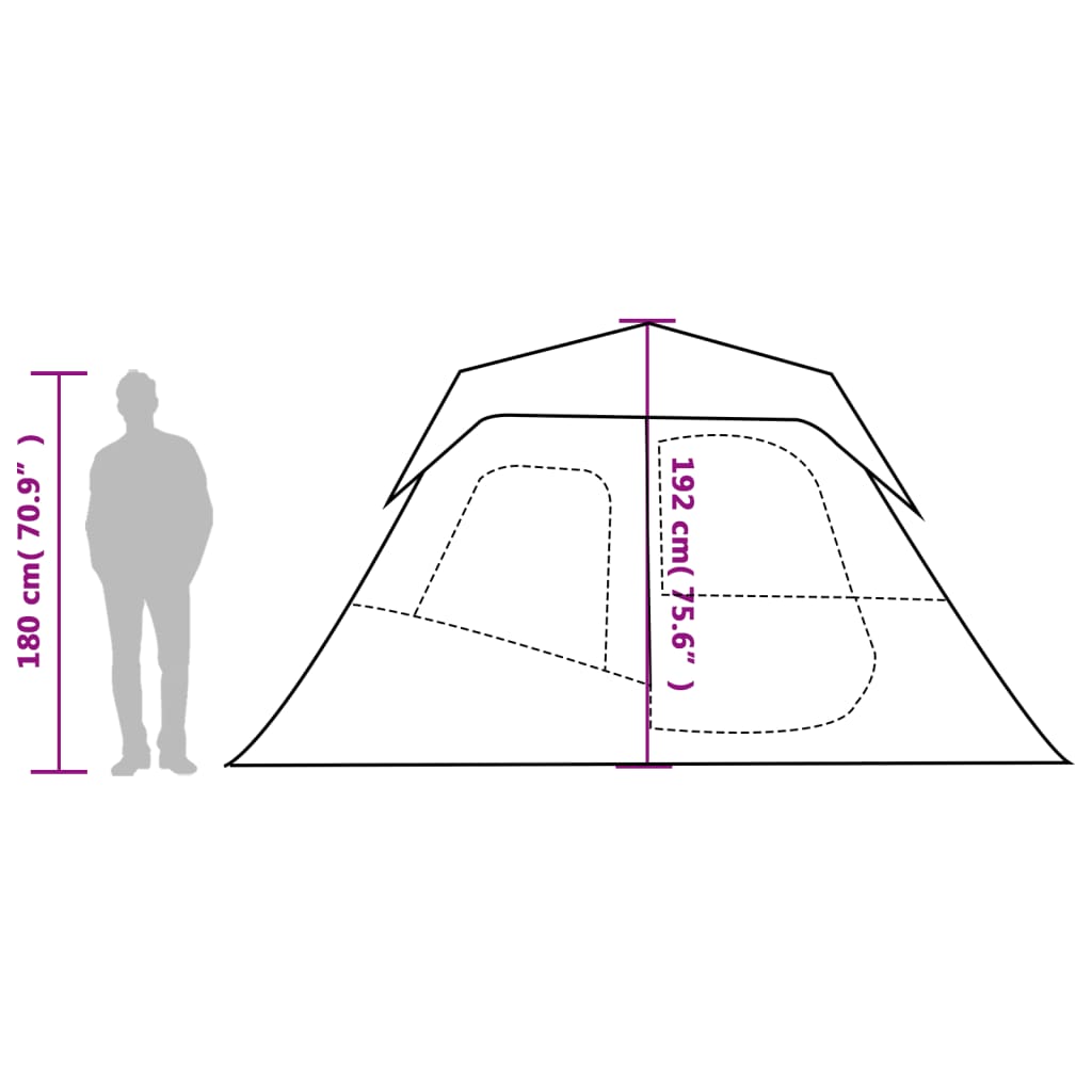 vidaXL Семейна палатка за 6 души, сиво-оранжева, бързо освобождаване