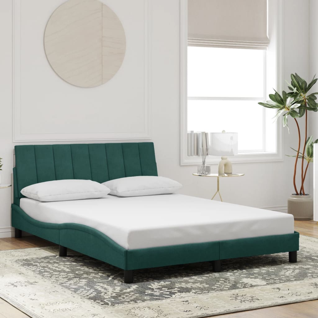 vidaXL Рамка за легло, тъмнозелена, 120x200 см, кадифе