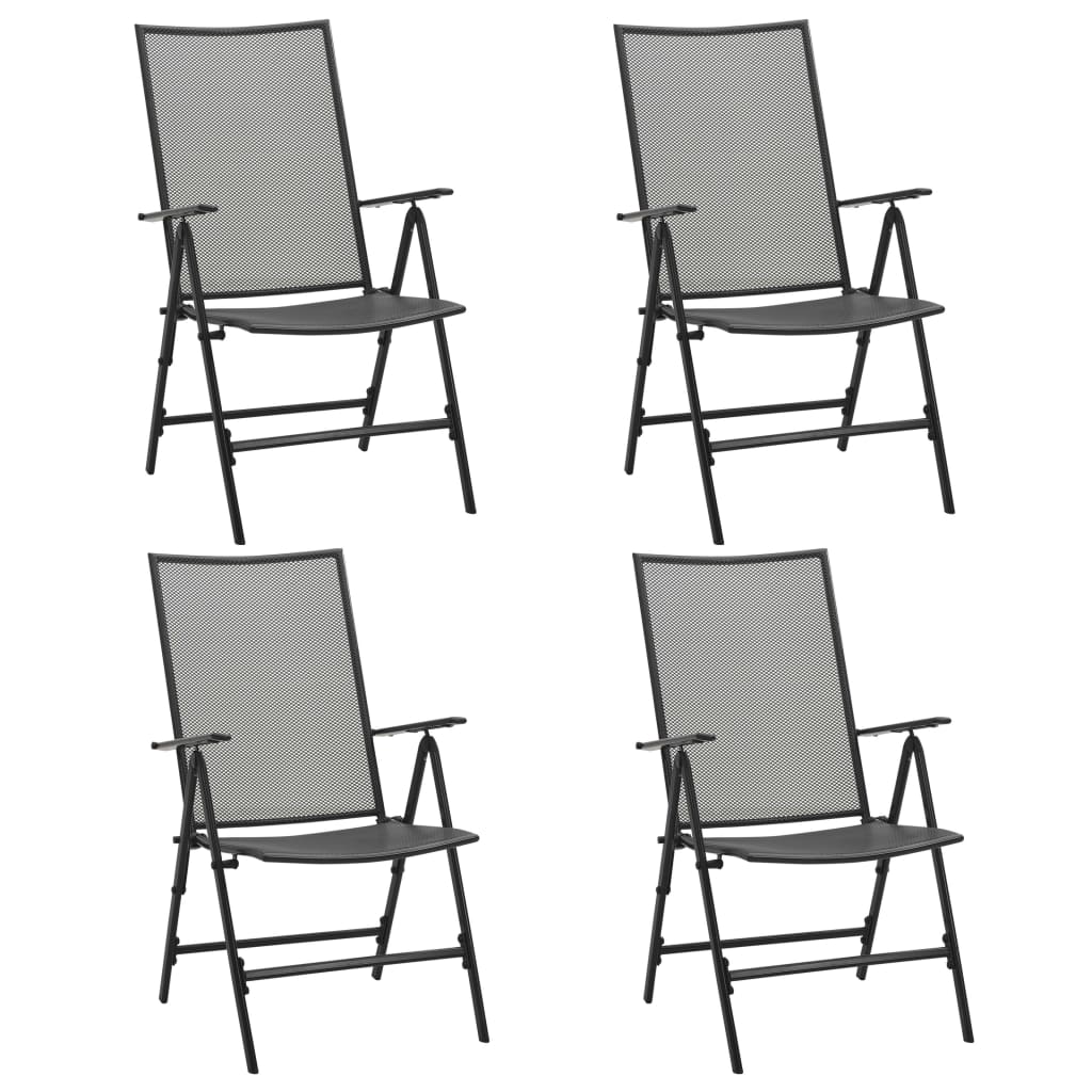 vidaXL Сгъваеми мрежести столове, 4 бр, стомана, антрацит