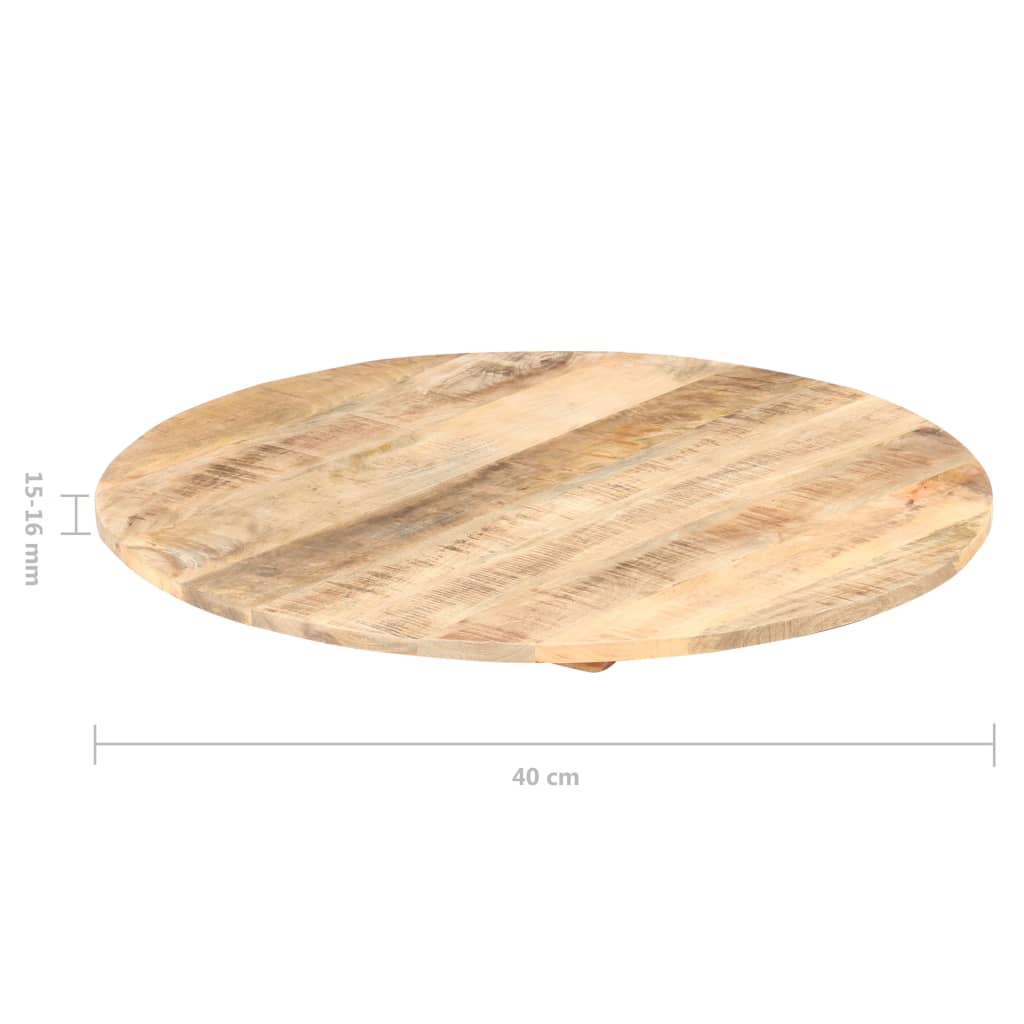 vidaXL Плот за маса, мангово дърво масив, кръгъл, 15-16 мм, 40 cм