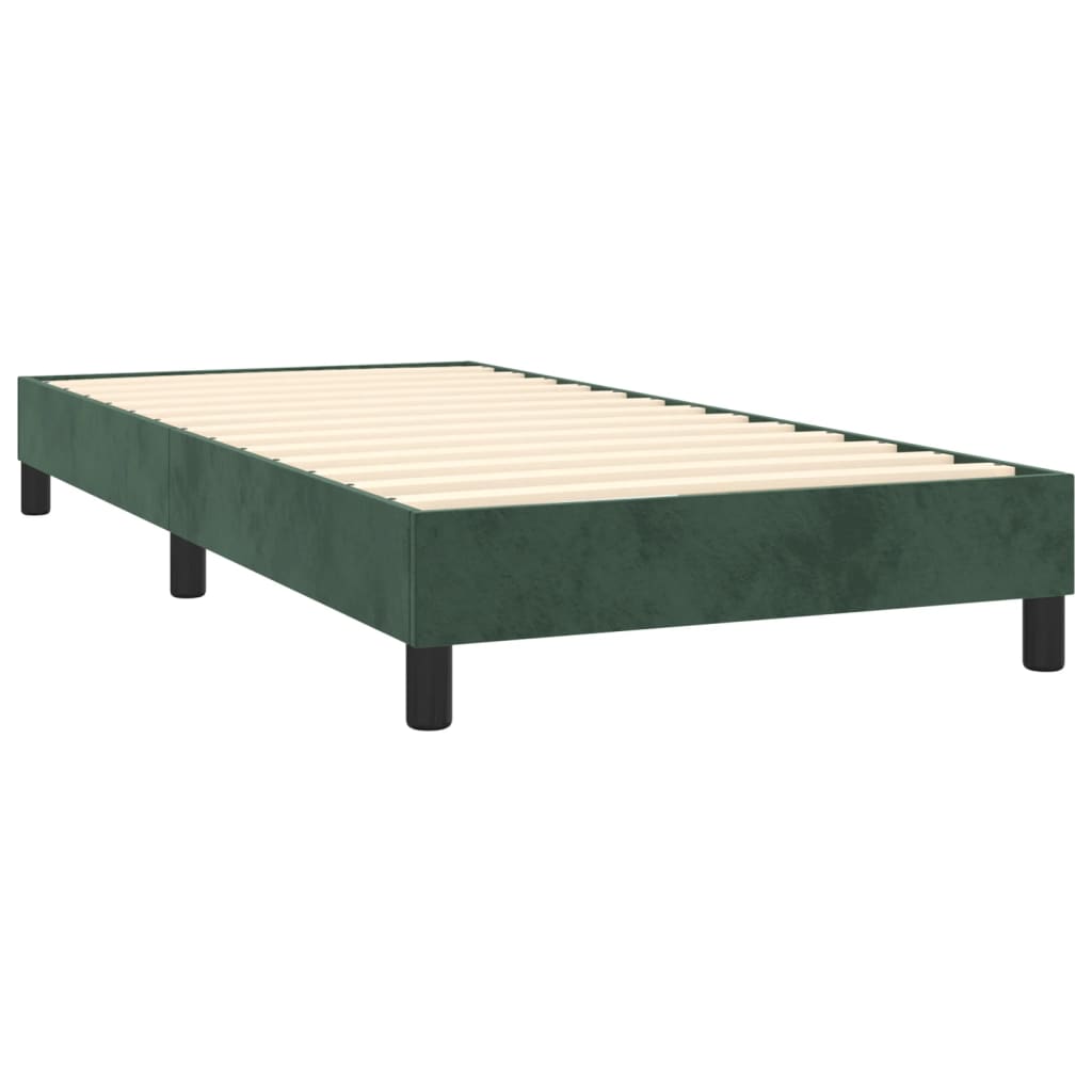 vidaXL Боксспринг легло с матрак, тъмнозелено, 90x200 см, кадифе