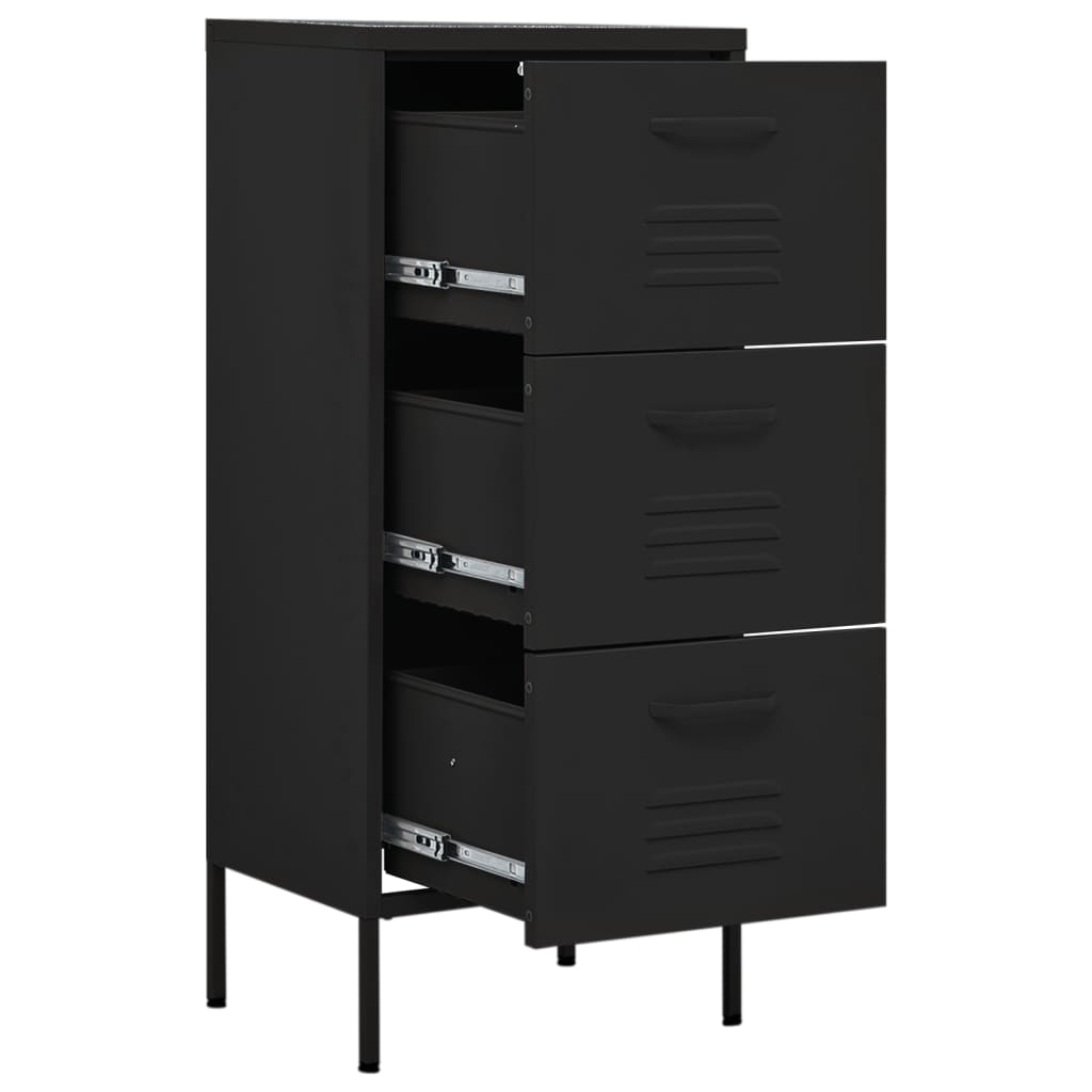 vidaXL Шкаф за съхранение, черен, 42,5x35x101,5 см, стомана