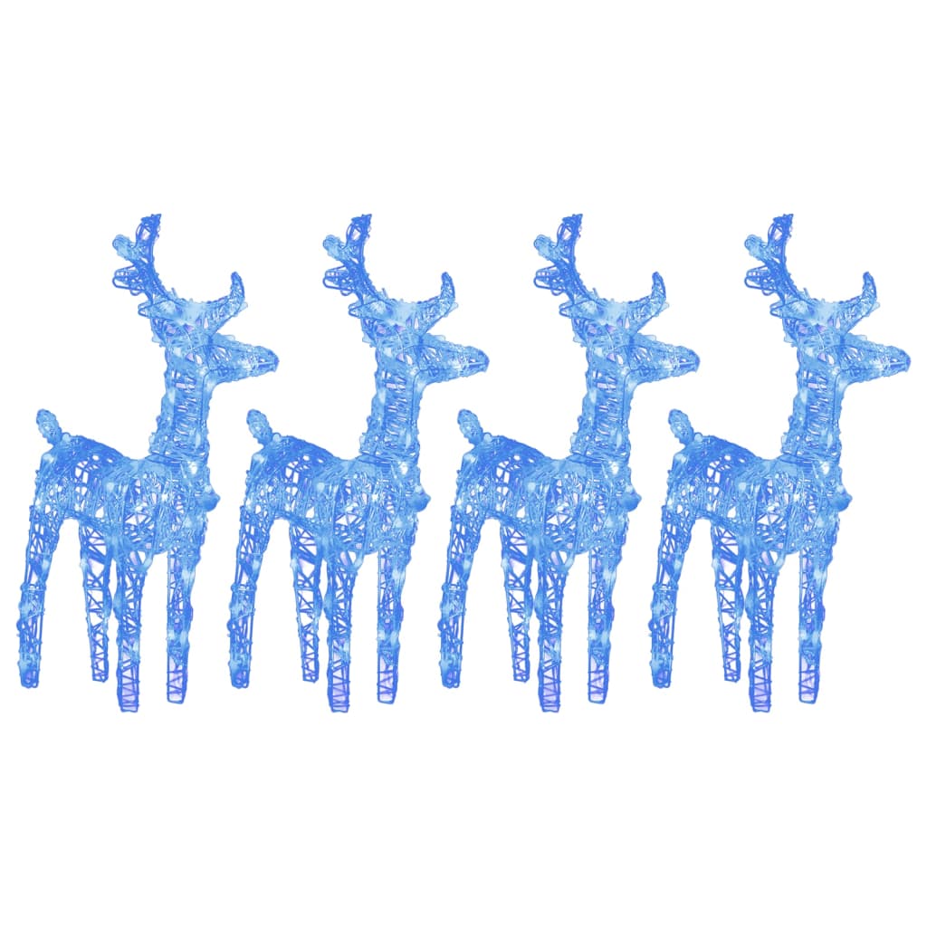 vidaXL Коледни елени, 4 бр, синьо, 160 LED, акрил