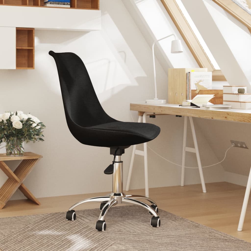 vidaXL Въртящ се офис стол, черен, текстил