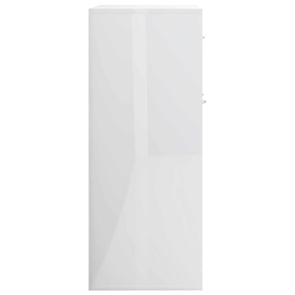 vidaXL Бюфет, бяло със силен гланц, 88x30x70 см, ПДЧ