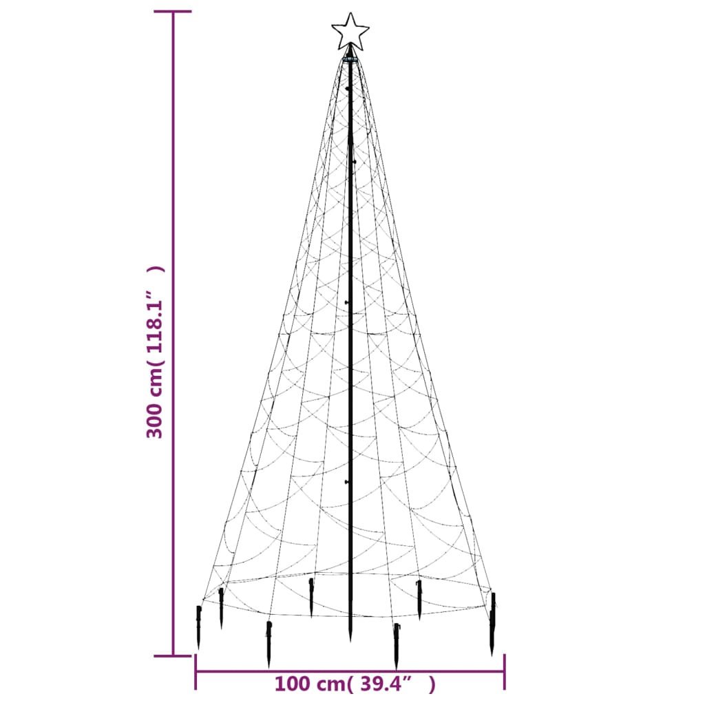 vidaXL Коледно дърво с метален стълб, 500 LED, топло бяло, 3 м