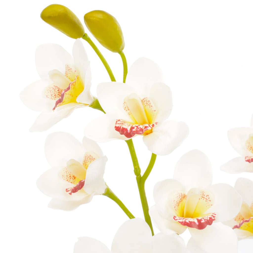 vidaXL Изкуствено растение орхидея със саксия, бяло, 90 см