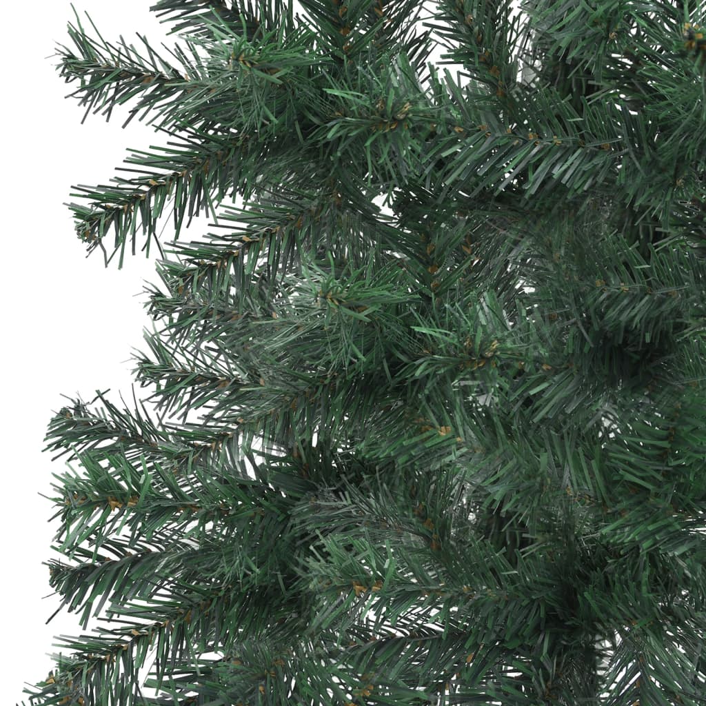 vidaXL Ъглова изкуствена коледна елха с LED и топки зелена 150 см PVC