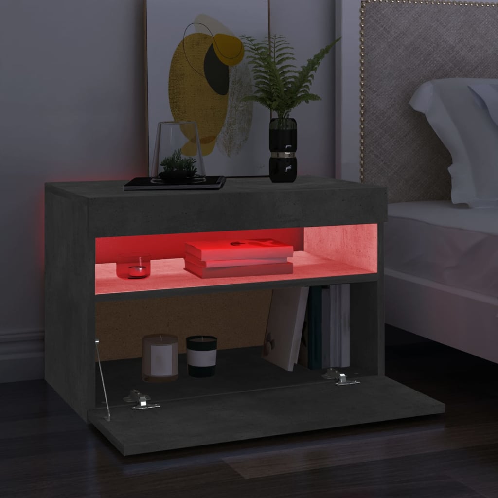 vidaXL ТВ шкаф с LED осветление, бетонно сив, 60x35x40 см