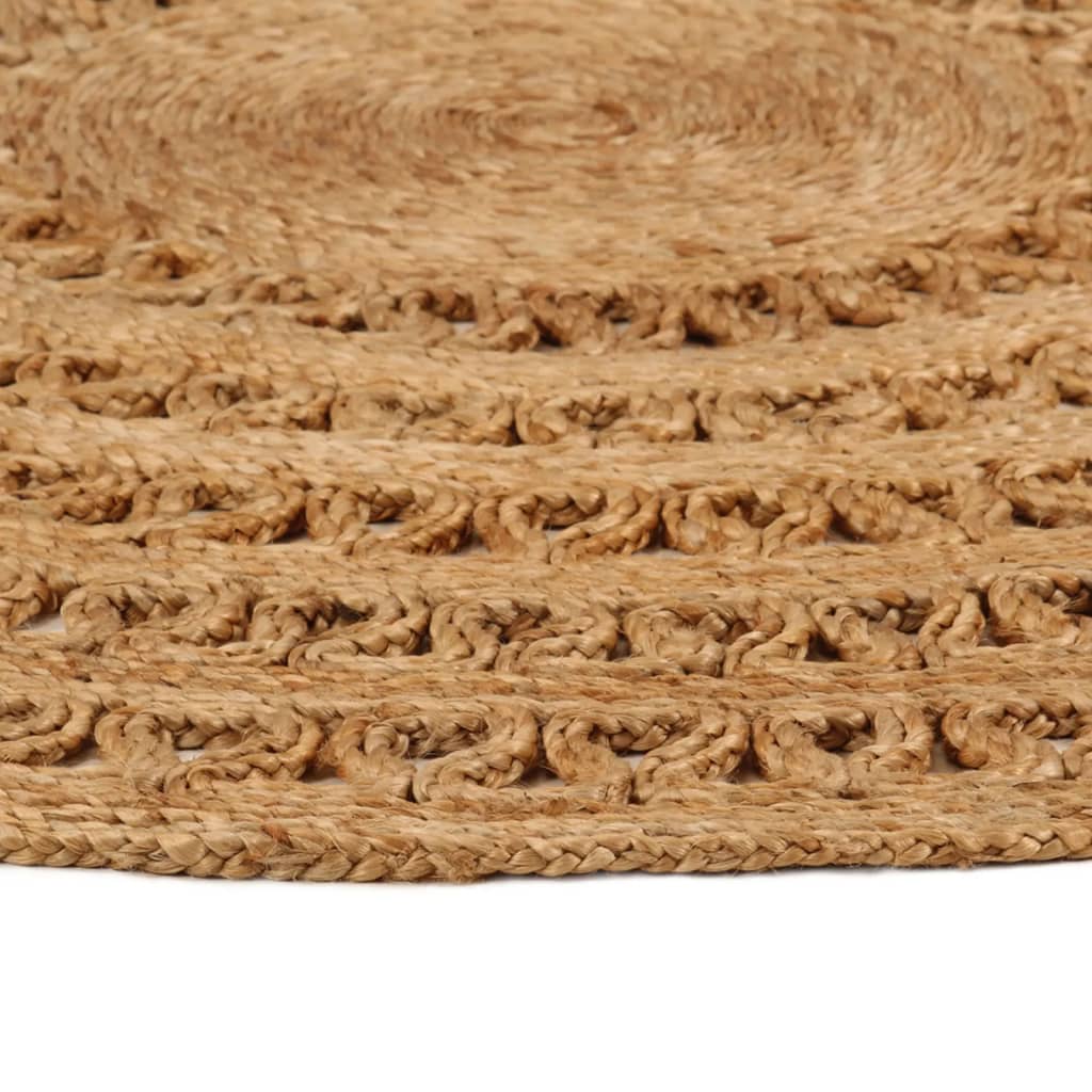 vidaXL Ръчно плетен килим, юта, 120 см, кръгъл