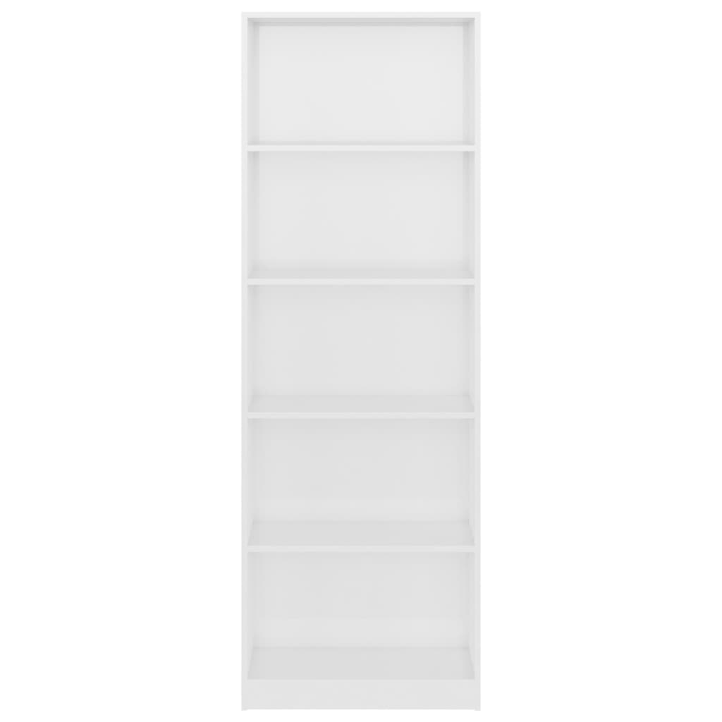 vidaXL 5-етажна библиотека, бял гланц, 60x24x175 см, ПДЧ