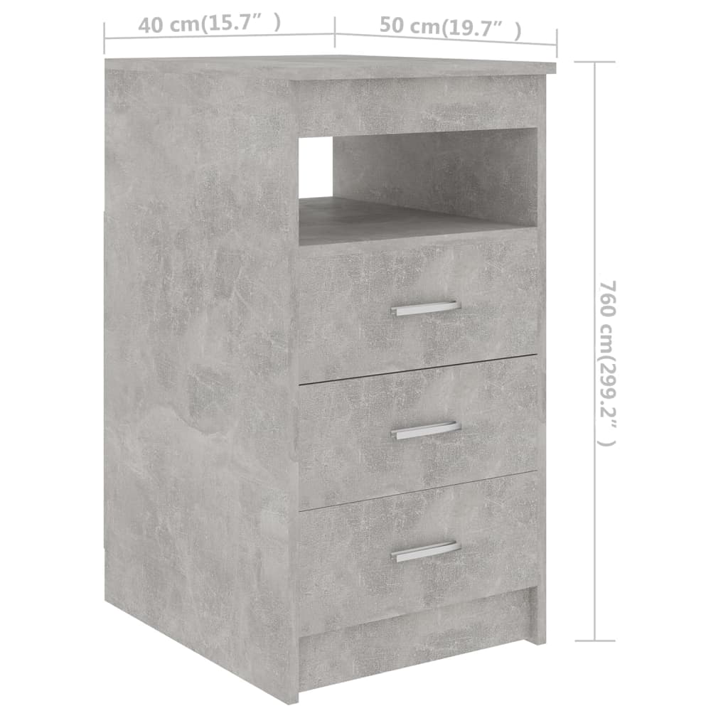 vidaXL Шкаф с чекмеджета бетонно сив 40x50x76 см инженерна дървесина