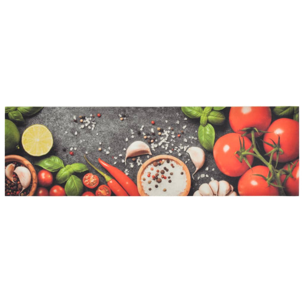 vidaXL Кухненско килимче, миещо, зеленчуци, 45x150 см, кадифе