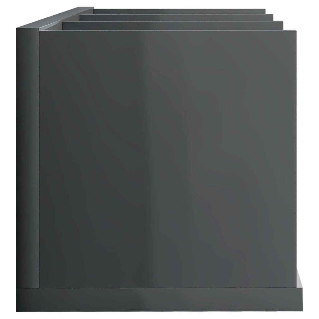 vidaXL CD стенен рафт, сив гланц, 75x18x18 см, ПДЧ