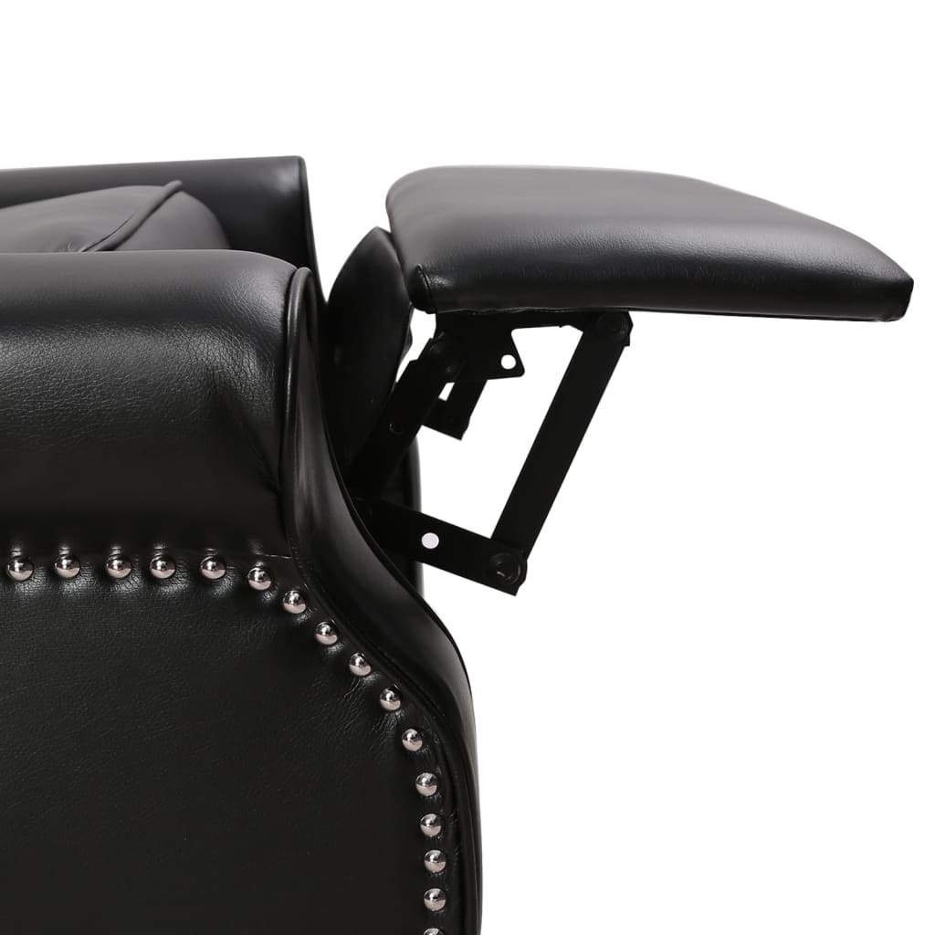 vidaXL Масажен стол, черен, лъскава изкуствена кожа