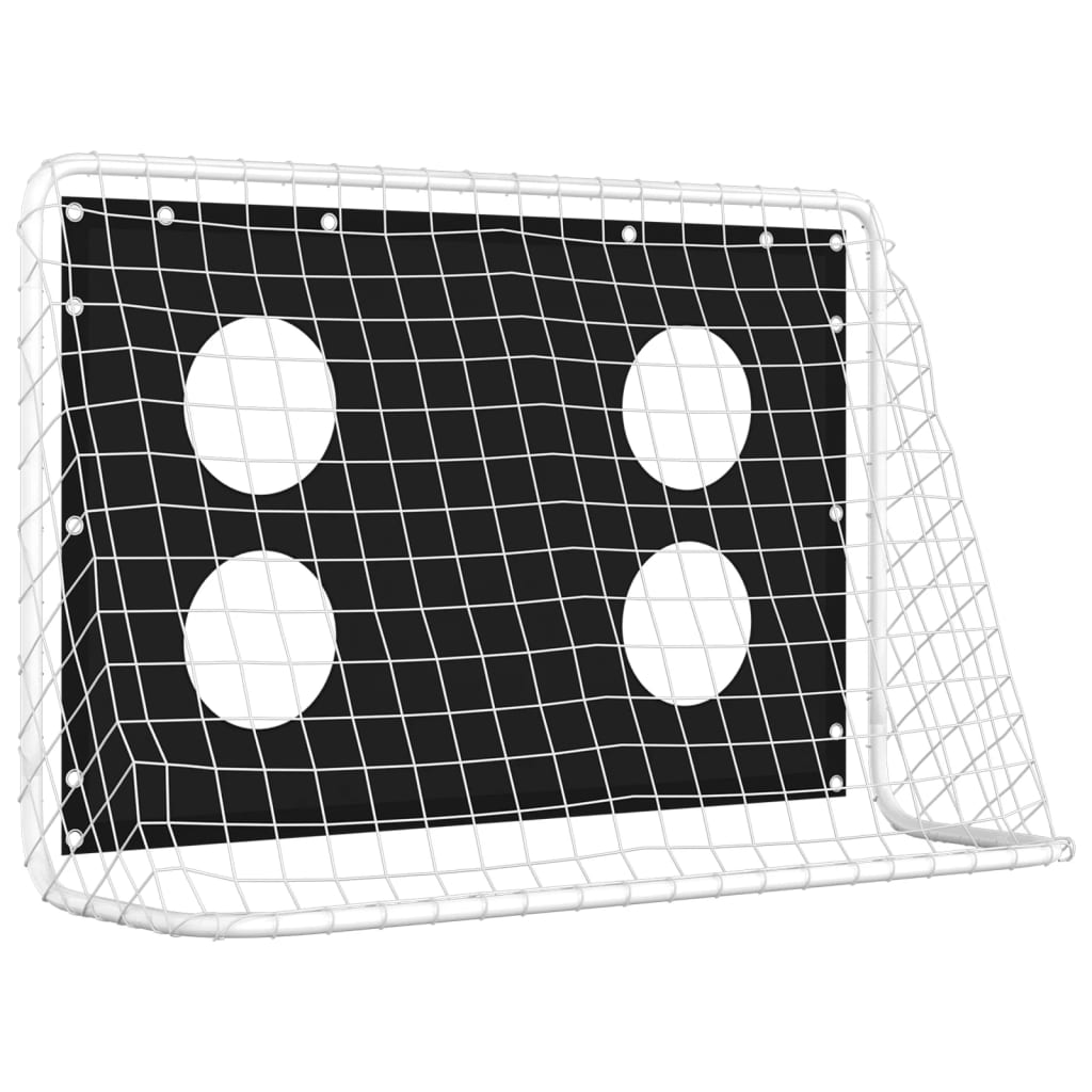 vidaXL Футболна врата с мрежа и стена мишена, стомана, 184x61x122 см
