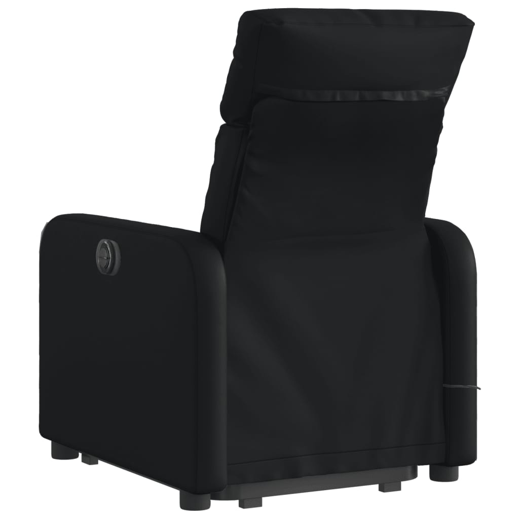 vidaXL Електрически изправящ масажен реклайнер стол, черен, еко кожа
