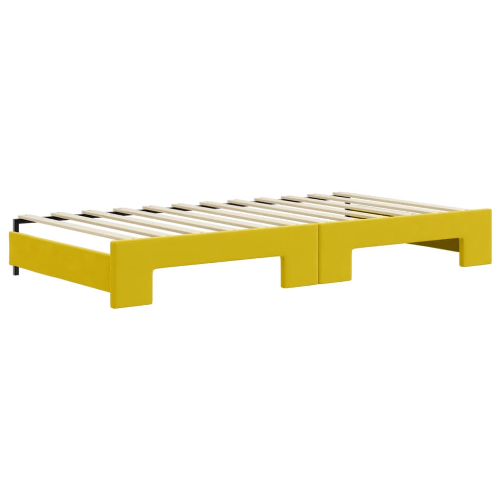 vidaXL Канапе с изтеглящо легло и матраци жълто 100x200 см кадифе