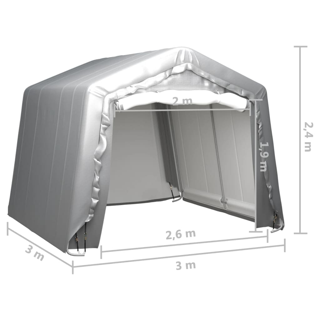 vidaXL Палатка за съхранение, 300x300 см, стомана, сива