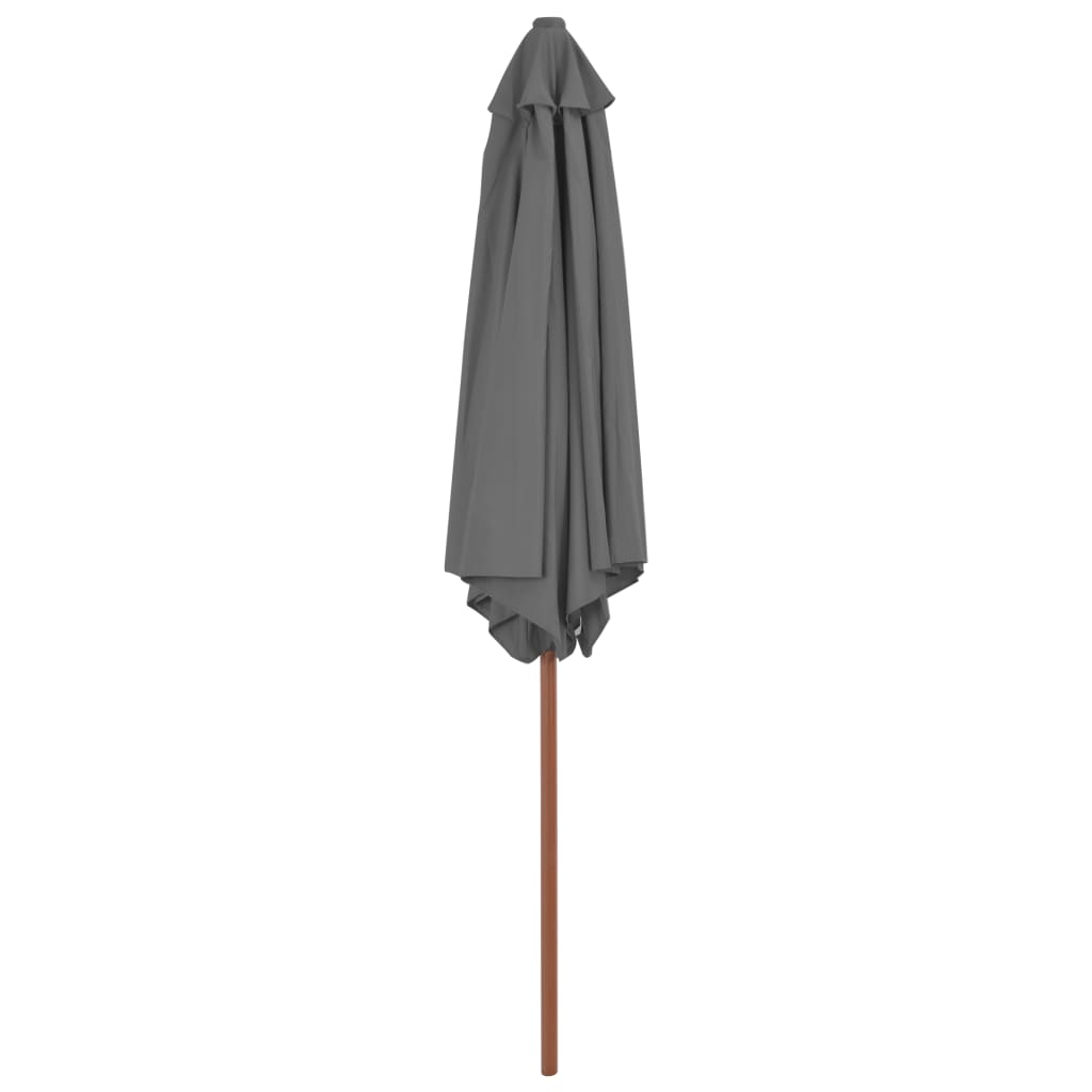 vidaXL Градински чадър с дървен прът, 270 см, антрацит